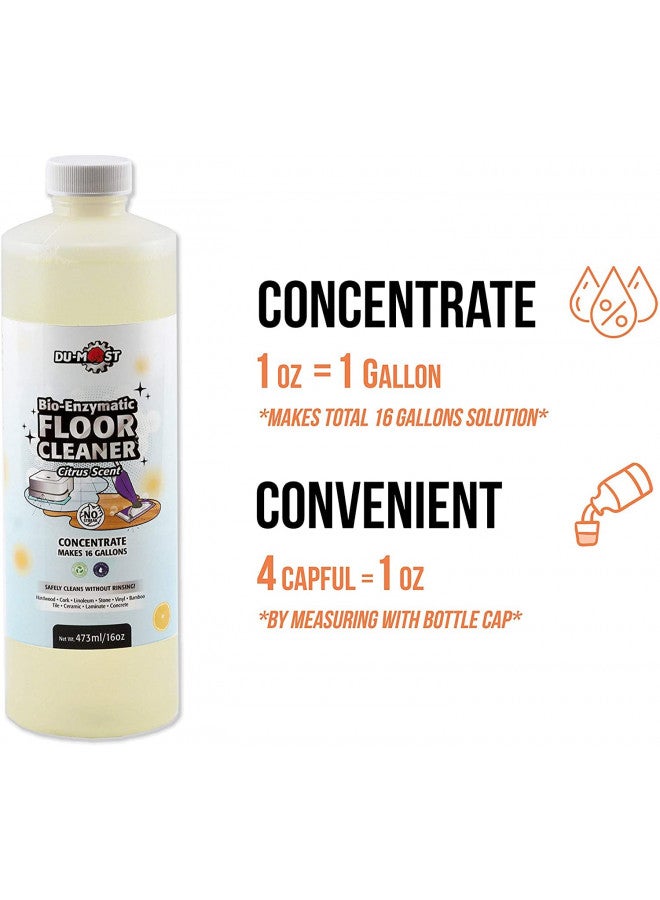 DU-MOST Enzymatic Floor Cleaner Concentrate (1 Oz Makes 1 Gal), No, Streak, No Rinsing, Kids & Pets Safe, Hard Surface Floors, Citrus Scent, 16 Fl Oz - Image 1