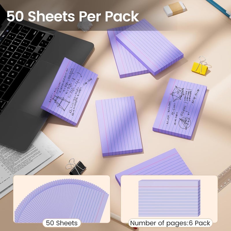 Ciphyfee Index Cards 3x5 Inch, 300sheets, Flash Cards,Ruled Lined Purple Note Cards Paper For Studying, Schools Supplies, College, Office And Home Organization, Note Taking Supplies - Image 4