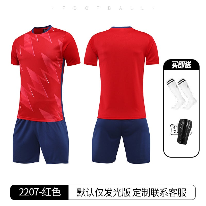 Generic Childrens Thin Game Football Suit suit Campus Male Coach Running Sports Jersey Womens Outdoor Tennis Suit T-shirt 2207-Red (Socks Leggings)
