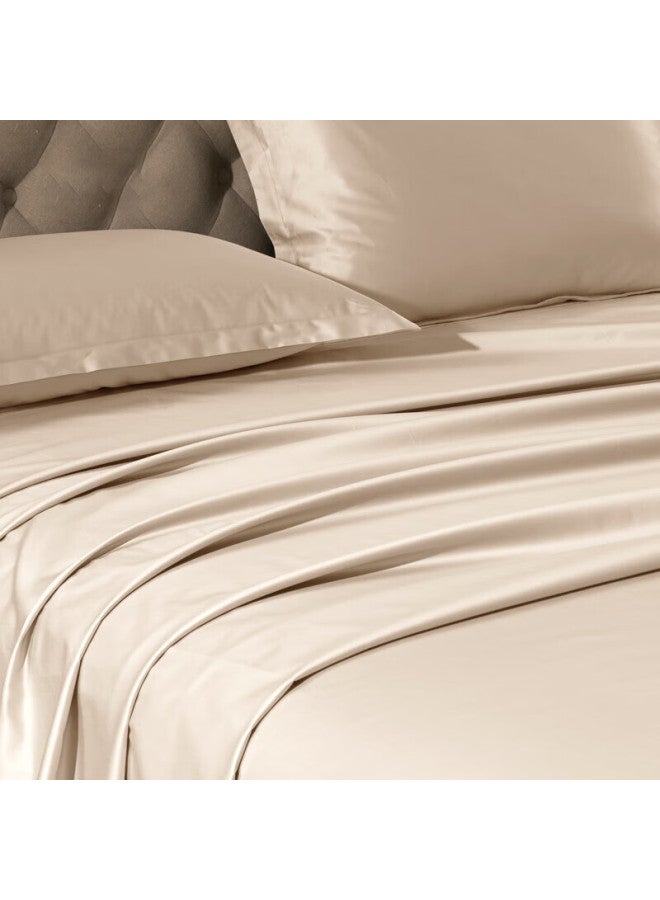 La Torretta Single Bed Sheet, 100-count Antibacterial Long-staple Cotton, Solid Color Sateen Pure Cotton Bed Sheet, Champagne Gold, 245*270cm - Image 2