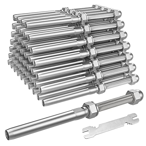 BLIKA 50 Pack 3/16" Cable Railing Swage Threaded Stud Tension End Fitting Terminal for 3/16" Cable Deck Railing Hand Swage T316 Stainless Steel Marine Grade, Swage Threaded Terminal - Image 1