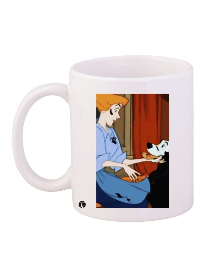 RYN Cartoon Printed Coffee Mug White/Blue/Brown 11ounce