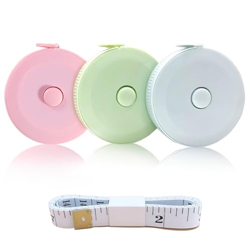 STAMI PLET 3 Pack Retractable Measuring Tape，60-Inch 1.5 Meter Tape Measures Dual Sided Flexible Ruler for for Body Measurements Craft Fabric Cloth Tailor Sewing Weight Loss (Pink,Green,Blue) - Image 1
