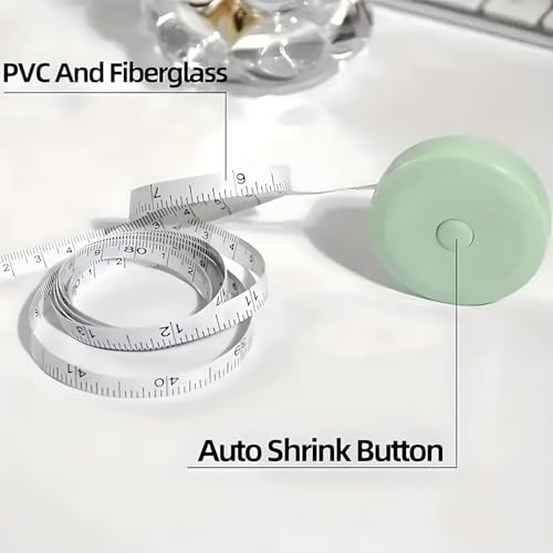 STAMI PLET 3 Pack Retractable Measuring Tape，60-Inch 1.5 Meter Tape Measures Dual Sided Flexible Ruler for for Body Measurements Craft Fabric Cloth Tailor Sewing Weight Loss (Pink,Green,Blue) - Image 3