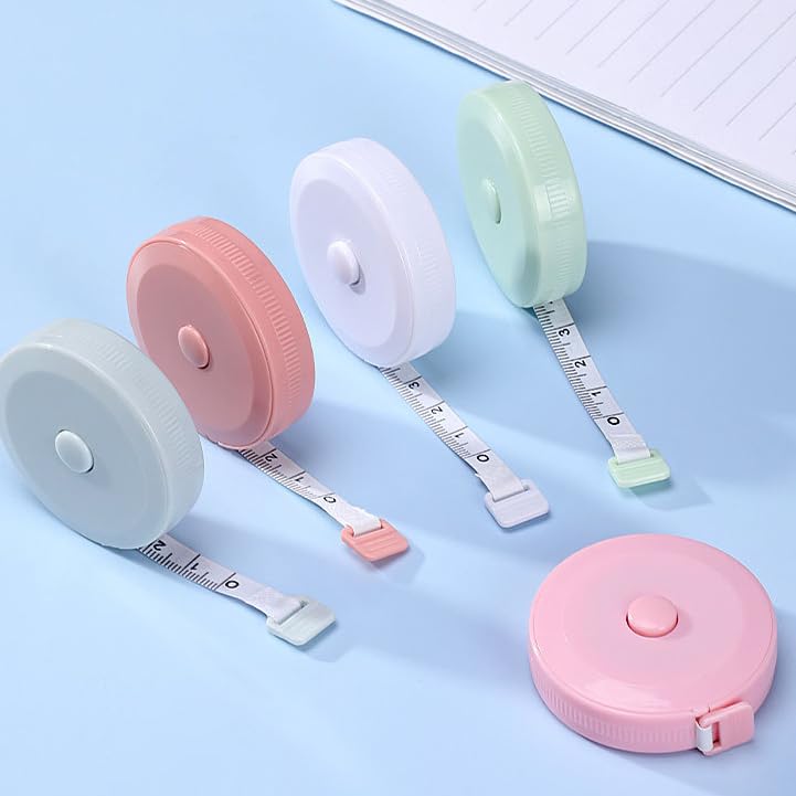 STAMI PLET 3 Pack Retractable Measuring Tape，60-Inch 1.5 Meter Tape Measures Dual Sided Flexible Ruler for for Body Measurements Craft Fabric Cloth Tailor Sewing Weight Loss (Pink,Green,Blue) - Image 4