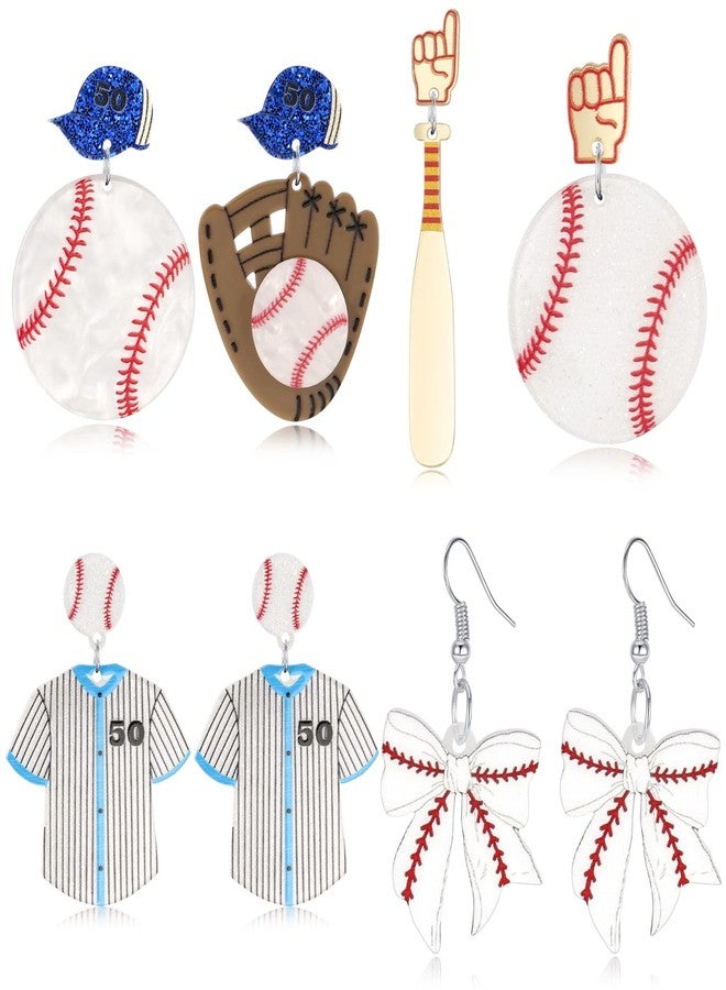Wullina Baseball Earrings,Acrylic Baseball Earrings for Women Softball Earring Sports Baseball Jewelry for Women Baseball Lovers (baseballEarring) - Image 1