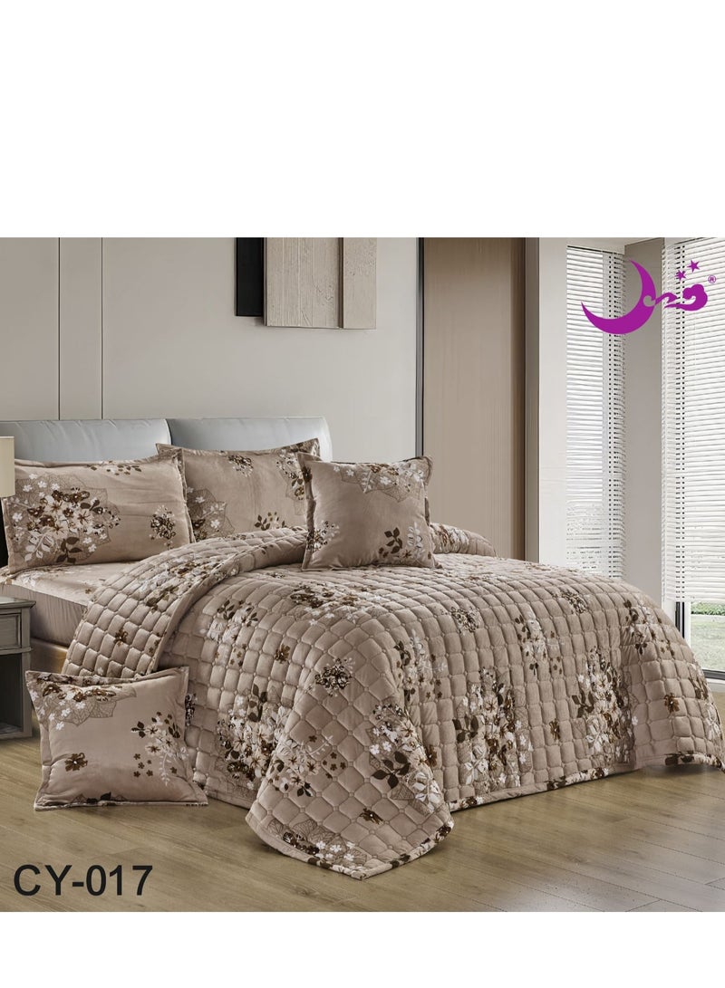 مون مفرش مشجر مخملي 6 قطع مقاس 250*230 نفرين - Image 1