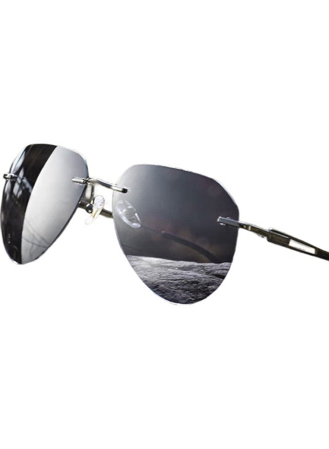 CAPONI Pure Titanium Frameless Photochromic Polarized Sunglasses Men Day And Night Dual-Use Driving Glasses Driver Special Driving Glasses Night Vision - Image 3