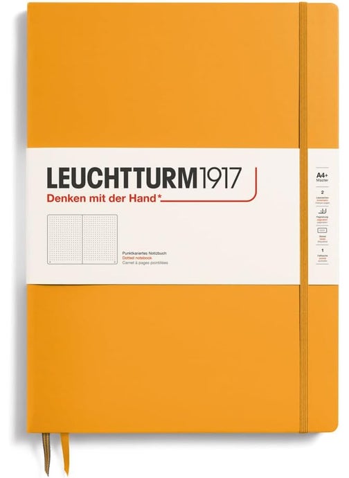 LEUCHTTURM1917  Notebook Hardcover Master Slim A4  123 Numbered Pages for Writing and Journaling Rising Sun Dotted