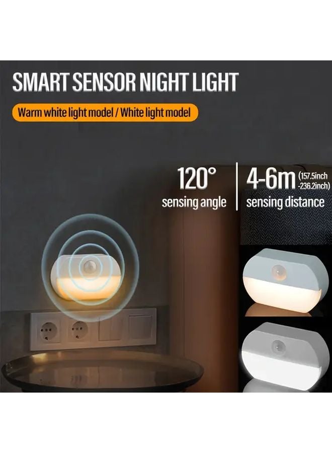 2Pcs White Smart Sensor Night Light LED Wall Mount For Bedroom Closet Stairs - Image 2
