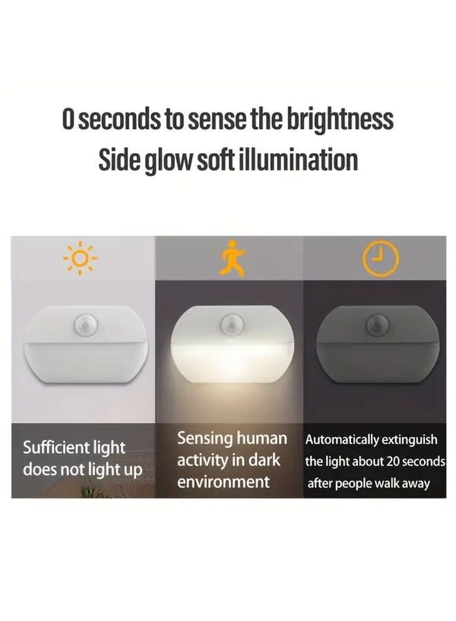2Pcs White Smart Sensor Night Light LED Wall Mount For Bedroom Closet Stairs - Image 4