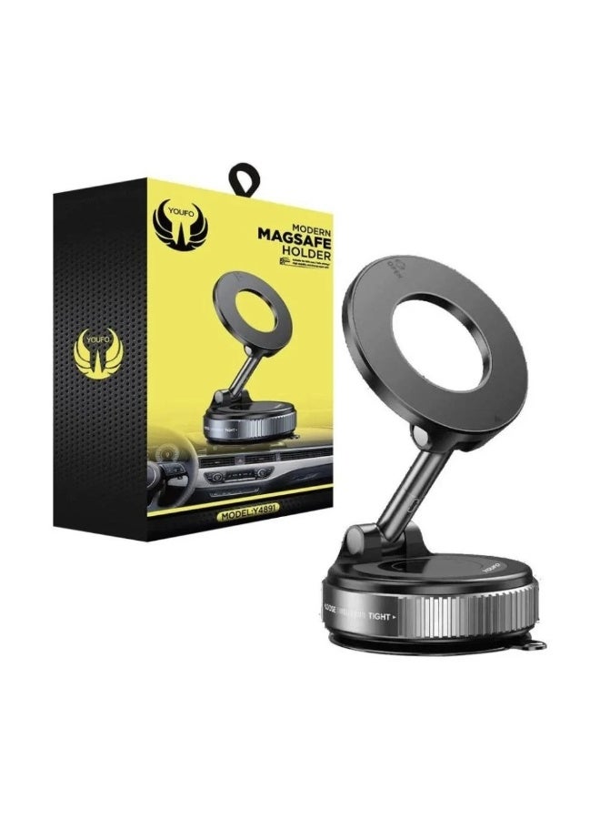 يوفو حامل الجوال المغناطيسي YOUFO – تثبيت بشفط الفاكيوم (Vacuum Suction)، مغناطيس N52 فائق القوة، دوران 360° كامل، متوافق عالمياً (iPhone & Android). - Image 3