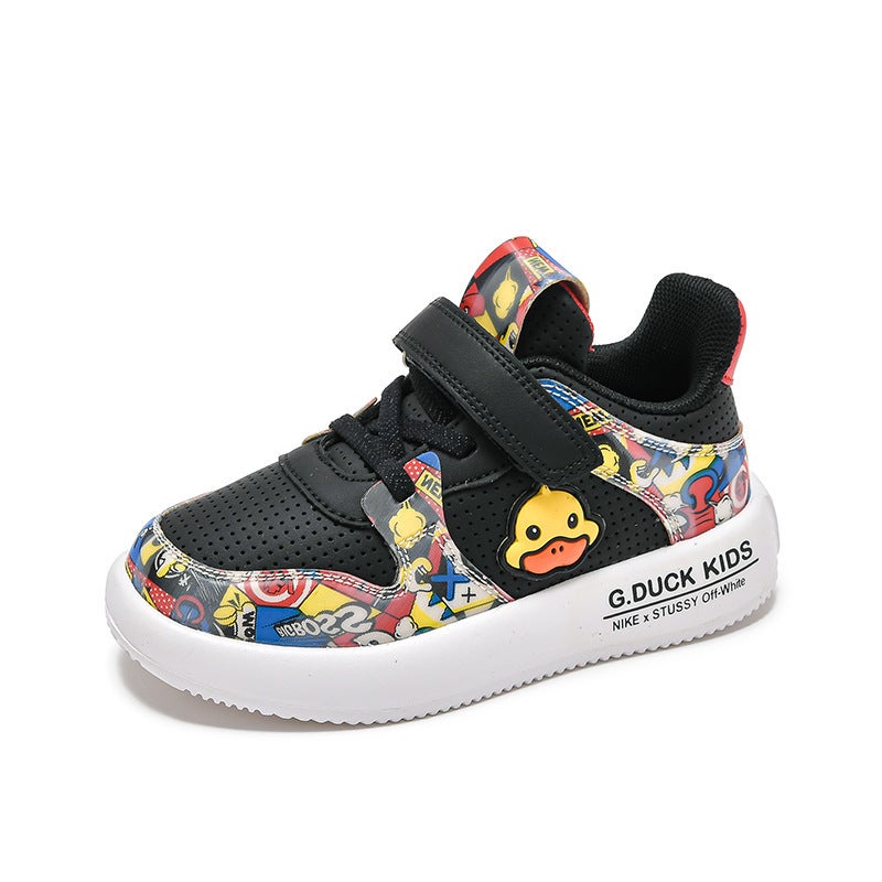 Little Yellow Duck Boys' Shoes Baby 2022 New Small And Medium-Sized Children'S Casual Shoes Children'S Sports Shoes Leather Flour Pink - Image 1