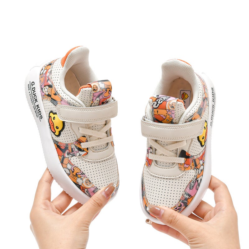 Little Yellow Duck Boys' Shoes Baby 2022 New Small And Medium-Sized Children'S Casual Shoes Children'S Sports Shoes Leather Flour Pink - Image 5
