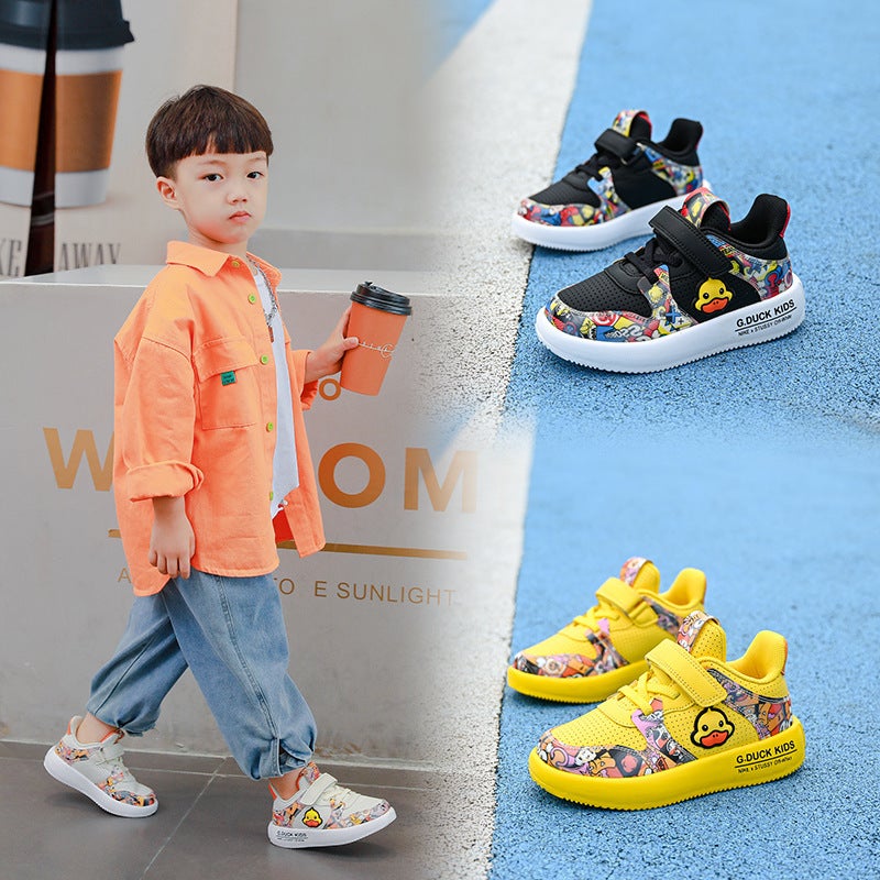 Little Yellow Duck Boys' Shoes Baby 2022 New Small And Medium-Sized Children'S Casual Shoes Children'S Sports Shoes Leather Flour Pink - Image 3