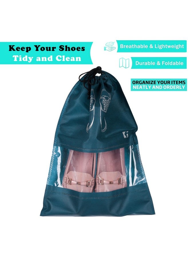 Kuber Industries Kuber Industries Pack of 24 Shoe Bags | Shoe Bags for Travel | Non-Woven Shoe Storage Bags | Storage Organizers Set | Shoe Cover with Transparent Window | Shoe Dori Cover | Navy Blue & Beige - Image 2