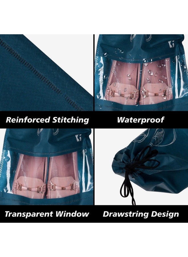 Kuber Industries Kuber Industries Pack of 24 Shoe Bags | Shoe Bags for Travel | Non-Woven Shoe Storage Bags | Storage Organizers Set | Shoe Cover with Transparent Window | Shoe Dori Cover | Navy Blue & Beige - Image 4