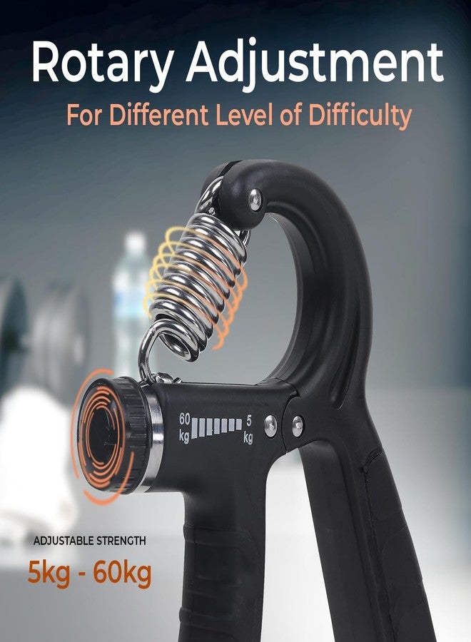SNULOZA Adjustable Hand Gripper 60kg for Men & Women | Forearm, Finger & Wrist Strengthener | Hand Grip Exerciser for Gym Workout & Veins | Power Gripper with Counter | Alloy Steel, Black - Image 2