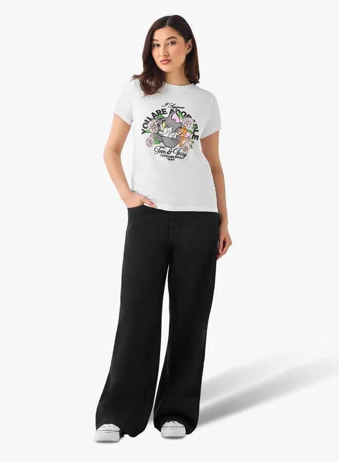 SP Characters T-shirt with Tom and Jerry Print