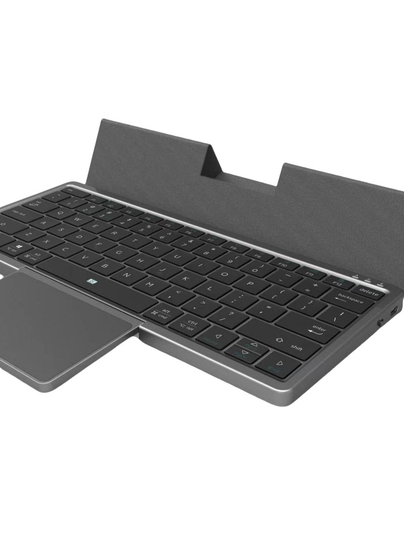 Rock Pow Bluetooth Keyboard Portable Full Size Keyboard with Large Touchpad PU Leather Magnetic Detachable Stand Wireless Travel Keyboard for Windows iOS Android Mac  - Image 1