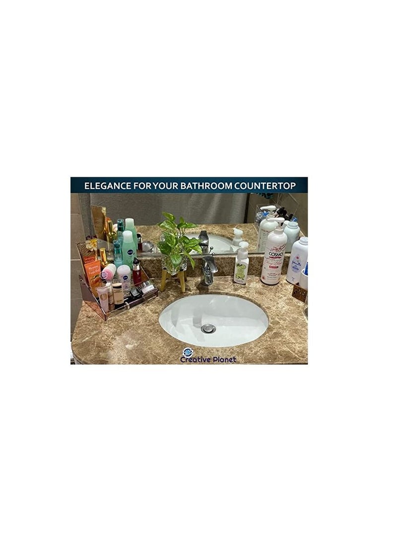 Creative Planet Creative Planet acrylic multi-purpose organizer stand organize your pantry, perfumes, makeup, office desk, nail enamel essential oil 3 tier (Rose Gold)  - Image 5