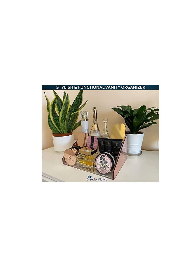 Creative Planet Creative Planet acrylic multi-purpose organizer stand organize your pantry, perfumes, makeup, office desk, nail enamel essential oil 3 tier (Rose Gold)  - Image 4