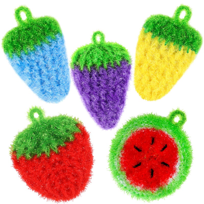 Vesici 10 Pieces Fruit Dish Scrubber Non Scratch Cleaning Sponge Double Layered Dish Sponge No Odor Kitchen Net Cloths for Washing Cookware Tubs Sinks