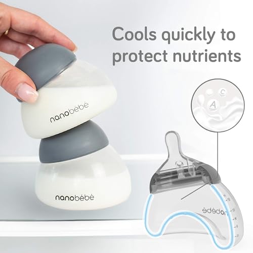 NANOBÉBÉ Nanobebe Breastmilk Baby Bottle Anti-Colic Starter Set with Silicone Pacifiers, Breast Pump Adapter, and Slow Flow Nipples - 5 oz - Teal/Grey - Image 5