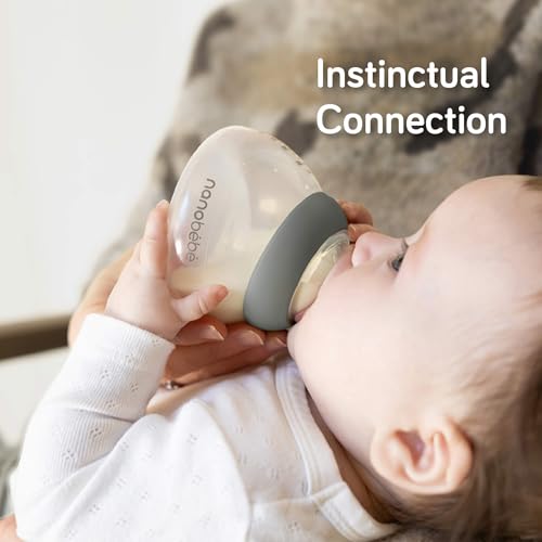 NANOBÉBÉ Nanobebe Breastmilk Baby Bottle Anti-Colic Starter Set with Silicone Pacifiers, Breast Pump Adapter, and Slow Flow Nipples - 5 oz - Teal/Grey - Image 3