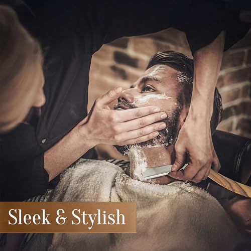 FACON Facón Straight Razors for Men - Professional Barber Straight Edge Razor Kit with 100 Blades, Wooden Stainless Steel Barbero Shaver for a Smooth & Precise Shave, Premium Barber Razor for Men's Shaving - Image 3