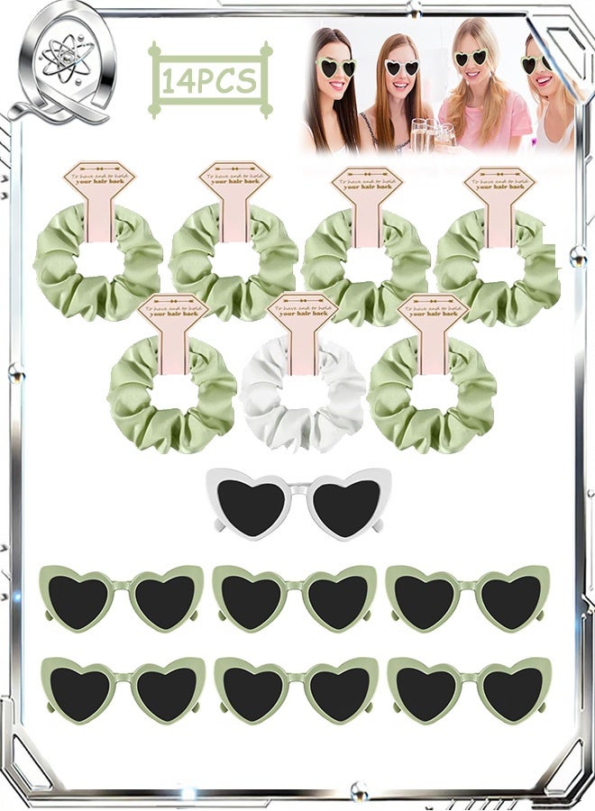 Quantum 14 PCS Bridesmaid Scrunchies Proposal Gifts, Bridesmaid Sunglasses and Scrunchies, Bachelorette Sunglasses Hair Ties Bridal Shower Gift for Wedding Party Favors - Image 1