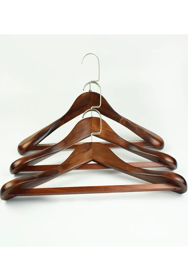 E COMMERCE  BAG 6 Pieces Wide Shoulder Wooden Hangers For Office Dress Large Abbaya And Gowns Natural Wood Hangers For Guest Entryway Entrance And Reception XL Wooden Hangers  - Image 3