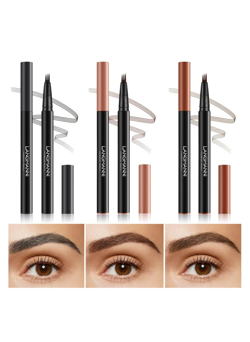 LANGMANNI Tri-Color Four-Prong Eyebrow Pencil: Long-Lasting, Smudge-Proof, and Natural(brown #02) - Image 3