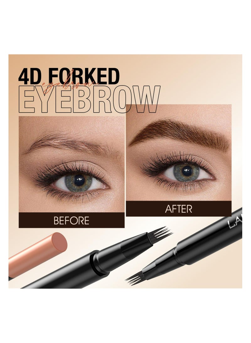 LANGMANNI Tri-Color Four-Prong Eyebrow Pencil: Long-Lasting, Smudge-Proof, and Natural(brown #02) - Image 4
