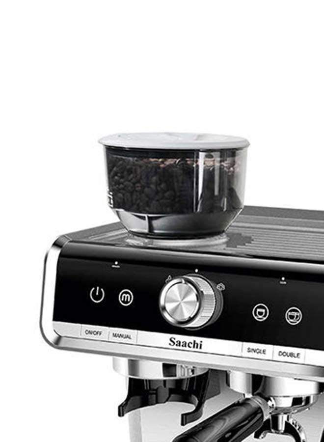 Saachi All-In-One Coffee Maker / Grinder to make Espresso, Cappuccino and Latte with 15 Bar Professional Steam Pressure Pump, 30 Grind Grade Settings and 2 Optional Filters 2.8 L 1550 W NL-COF-7063G-ST Grey/Black - Image 5