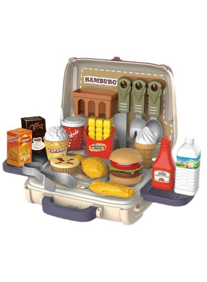 Children's Playhouse Simulation Hamburg Toolbox Cosmetics Handbag Crossbody Bag Boys And Girls Educational Toys-Color:Hamburger Tote  - Image 1