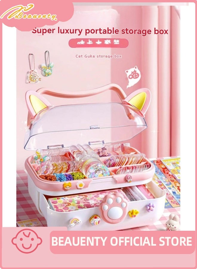 Beauenty 221 Pcs DIY Whipped Cream Clay Glue Set, Simulated DIY Making Art Craft Kit with Cartoon Stickers, Accessories, Key Chains with Storage Box for Gifting Assorted - Image 2