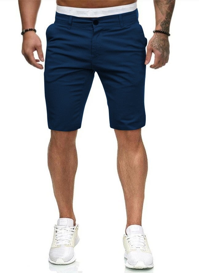Explosion Models 2025 Summer New Casual Shorts Mens European and American Style Slim Mens Color Shorts Special Navy blue