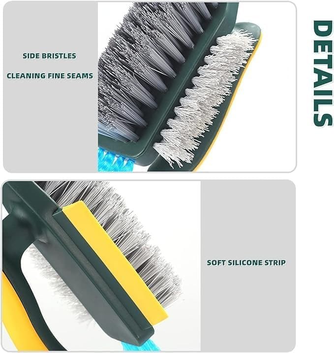 ShipFayda 4-in-1 Scrub Brushes with Squeegee, Bathroom Cleaning Brushes, V-Shape Stiff Bristles Hand Scrubbing Brush, Small Scrub Cleaning Brush for Shower Bathtub, Tile, Sink, Carpet, Bathroom 1pcs - Image 5