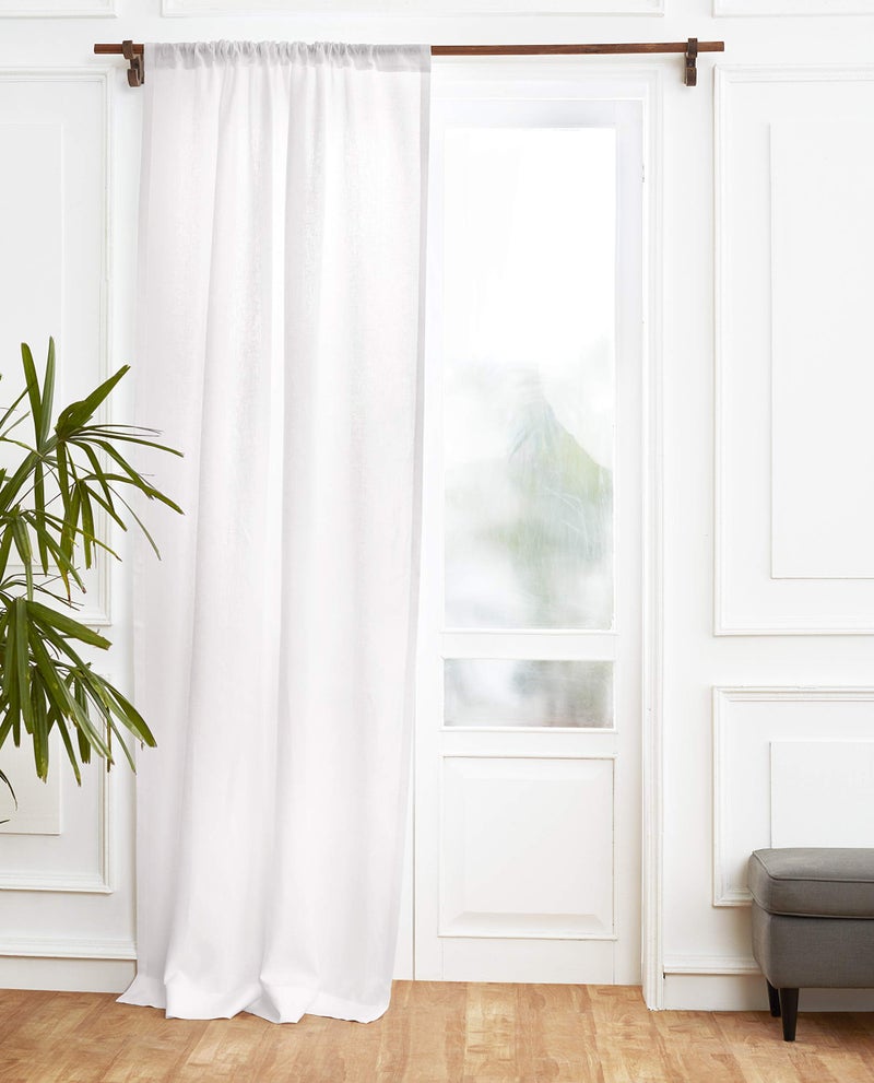 Solino Home Solino Home White Linen Curtain 52 x 96 Inch Light Filtering Rod Pocket Curtain 96 Inch 100 Pure Linen European Flax Window Treatment Panel for Living Room Bedroom 