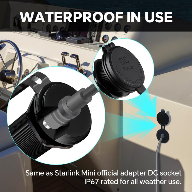 RVSPARK for Starlink Mini 12V Power Adapter Recessed Mount, DC 12V to 30V Step Up Converter Waterproof & Aluminum, Power Supply Starlink Mini Accessories for RV, Boat, Camper, Off-Grid Use - Image 4