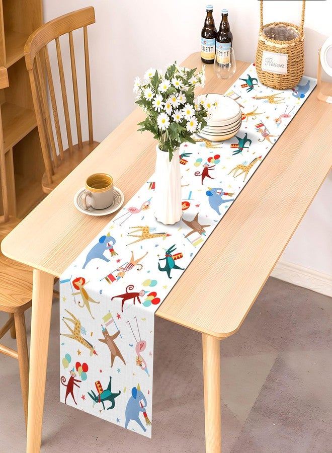 Pudodo Animal Parade Table Runner Jungle Animal Zoo Theme Birthday Party Baby Shower Kitchen Dining Room Home Decoration - Image 2