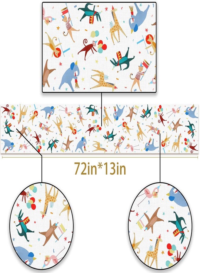 Pudodo Animal Parade Table Runner Jungle Animal Zoo Theme Birthday Party Baby Shower Kitchen Dining Room Home Decoration - Image 5