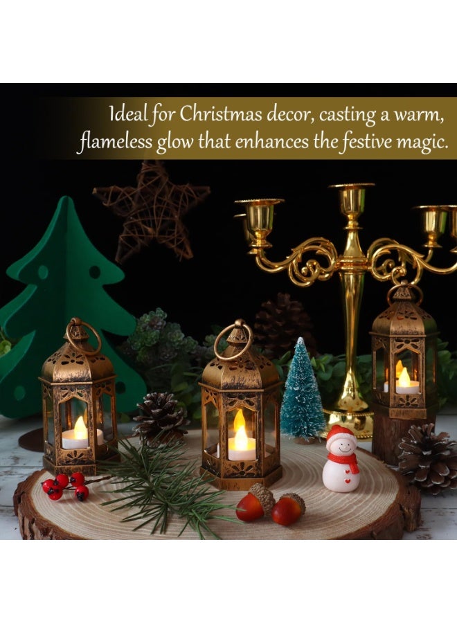 LLQ مجموعة فوانيس LLQ الصغيرة (8 قطع) مع شموع LED صغيرة، فوانيس بنية عتيقة للزينة، فوانيس شموع معلقة لتزيين طاولات رمضان، الكريسماس، حفلات الزفاف، ديوالي الهندي، وحفلات الحدائق الخيالية. - Image 3