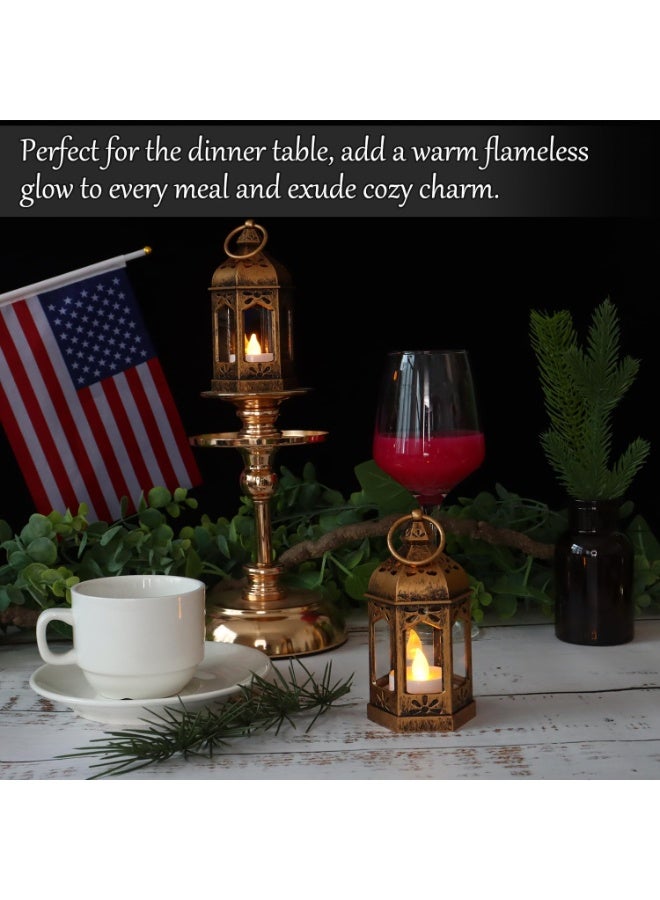 LLQ مجموعة فوانيس LLQ الصغيرة (8 قطع) مع شموع LED صغيرة، فوانيس بنية عتيقة للزينة، فوانيس شموع معلقة لتزيين طاولات رمضان، الكريسماس، حفلات الزفاف، ديوالي الهندي، وحفلات الحدائق الخيالية. - Image 5
