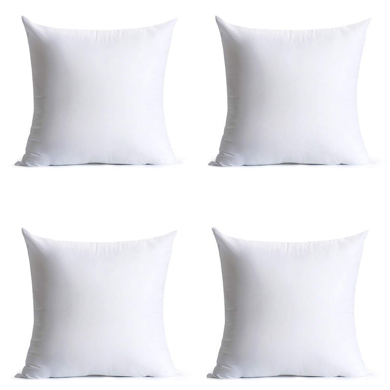 Calibrate Timing 20 x 20 inches Pillow Inserts Set of 4 Hypoallergenic Brushed Microfiber Liner Down Alternative Filled Square Cushion Throw Pillow