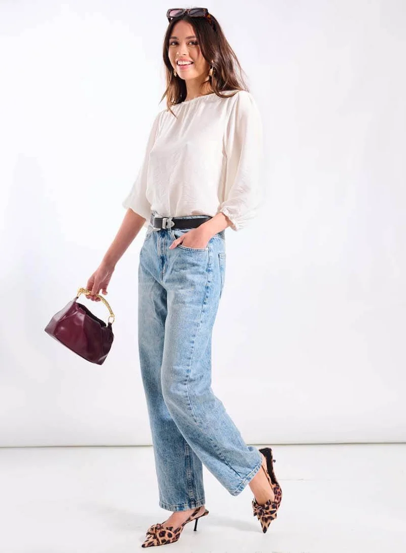 Needs No Label  White Puff Sleeve Blouse for Women | Best Price UAE