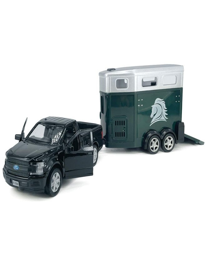 VIIGER F-150 Pickup Truck Trailer Towing Horse Transporter Farm Trailers, Doors Open, 1/36 Scale Model Car Diecast Metal Toy Cars, 3 4 5 6 7 Year Old Kids Boys Gifts, Cake Topper Home Office Décor Collection - Image 4