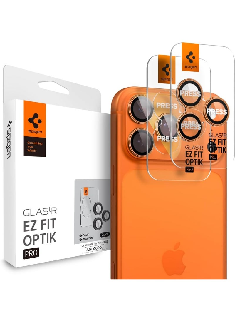 Spigen حامي عدسة الكاميرا GLAStR EZ-Fit Optik PRO [عبوة 2] لجهاز iPhone 17 Pro Max و iPhone 17 Pro - برتقالي كوني - Image 1