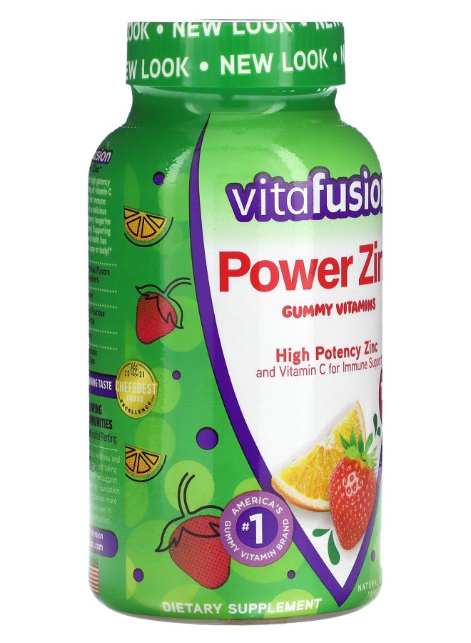 Vitafusion Power Zinc Gummy Vitamins Natural Strawberry Tangerine 15 mg 90 Gummies (5 mg per Gummy) - Image 2